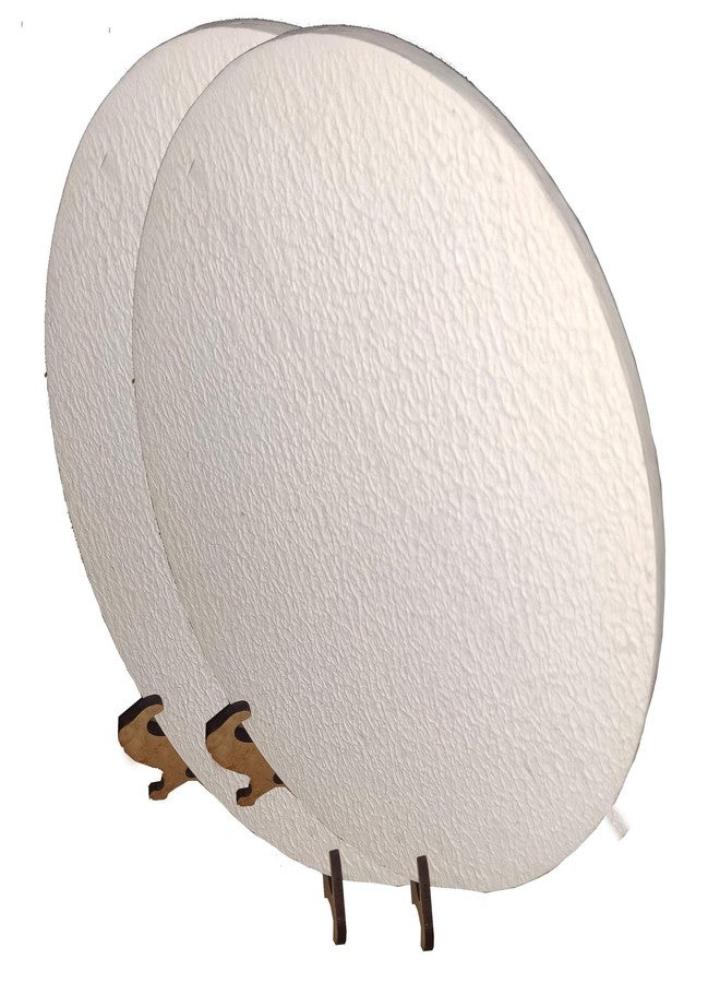 SNOOGG Artist Textured Round Wood Art Board Panel Boards with Easel. Gessoo Primed Ready for Painting with Acrylic, Oil, Mixed Media, Watercolors Size 4 Inch Pack of 2 - Image 1